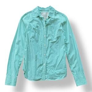 American Eagle Vintage Striped‎ Button Down Womens Size 2 Green White Preppy